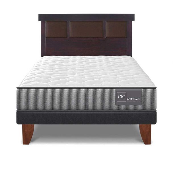 Cama Europea CIC 1,5 Plazas Anatomic + Respaldo New Dublin Chocolate