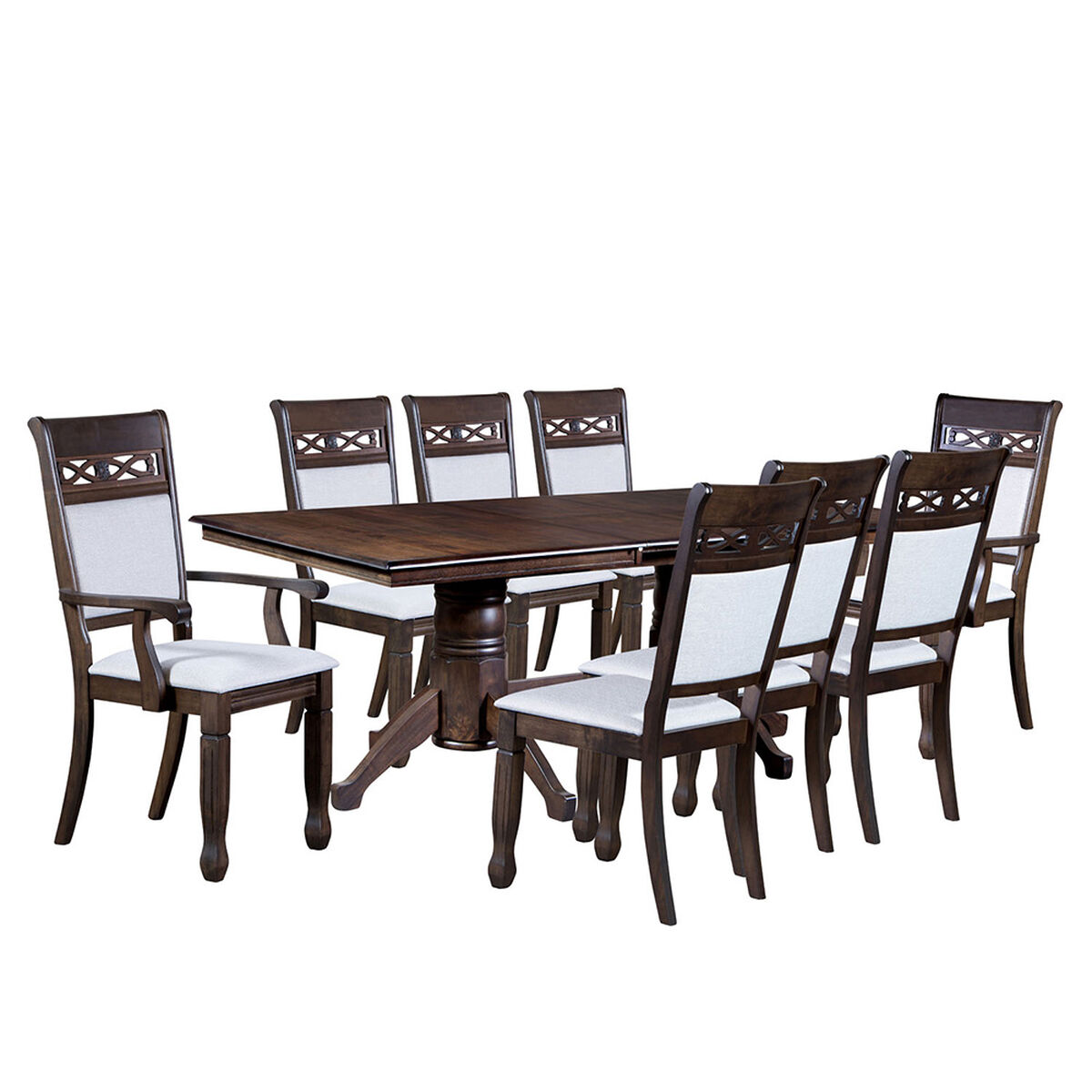 Juego de Comedor Universal Market Cristal Con Extesión 6 Sillas 2 Sitiales
