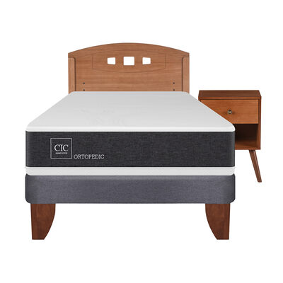 Cama Europea CIC 1,5 Plazas Ortopedic + Respaldo + Velador New Gales