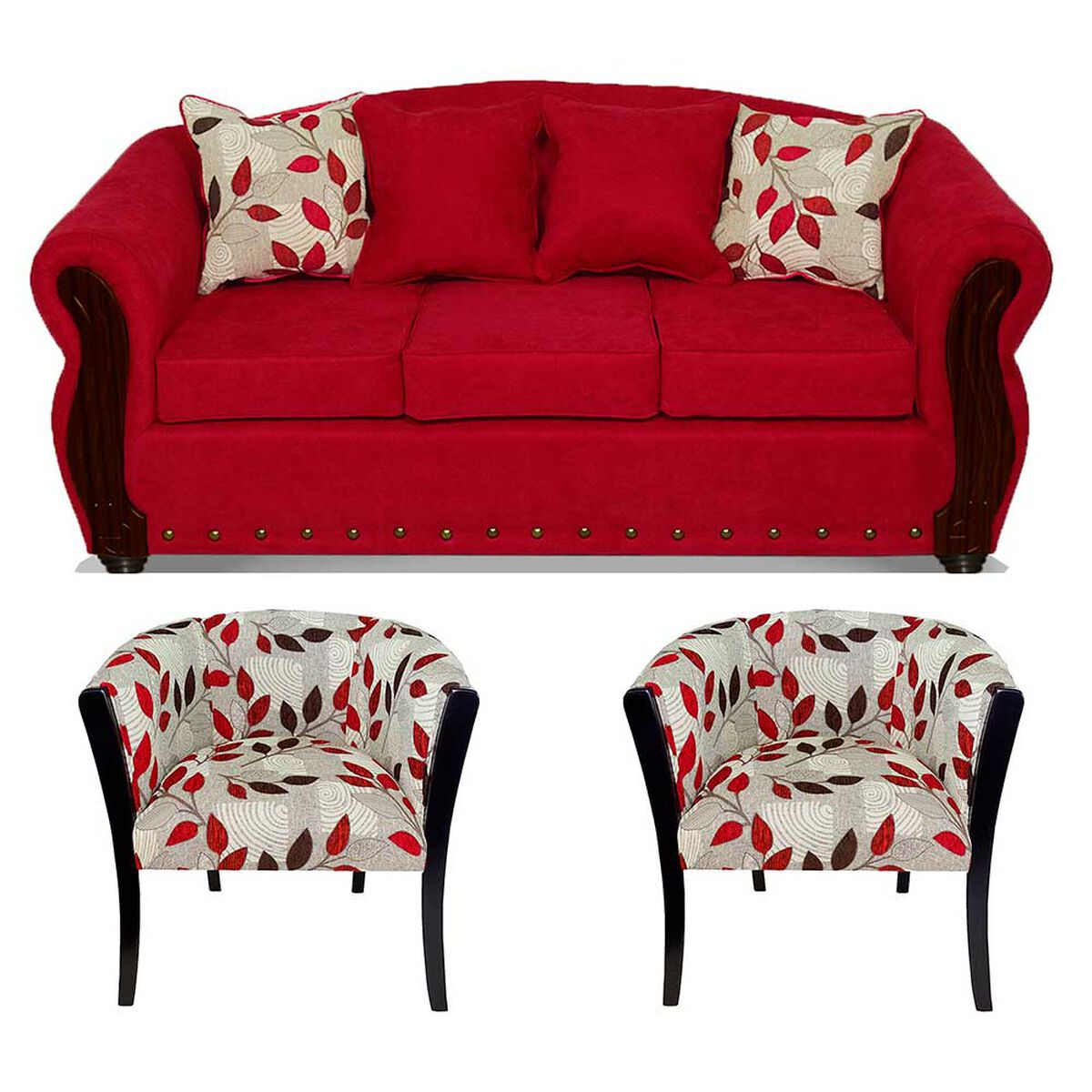 Juego de Living Elegant Detail Bartolucci Sof&aacute; 3 Cuerpos + Dos Sillones 1 Cuerpo Crudo