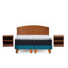 Cama Europea Latam Home 2 Plazas New Top Tela Velvet Azul Petroleo + Maderas Atlas