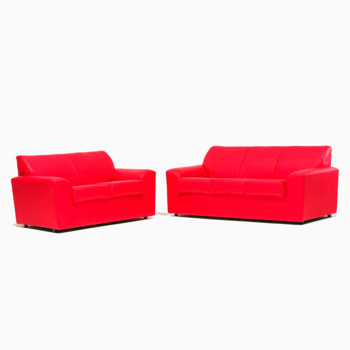 Juego de Living Cabsur Milan Sof&aacute; 3 Cuerpos + Sof&aacute; 2 Cuerpos PU Rojo