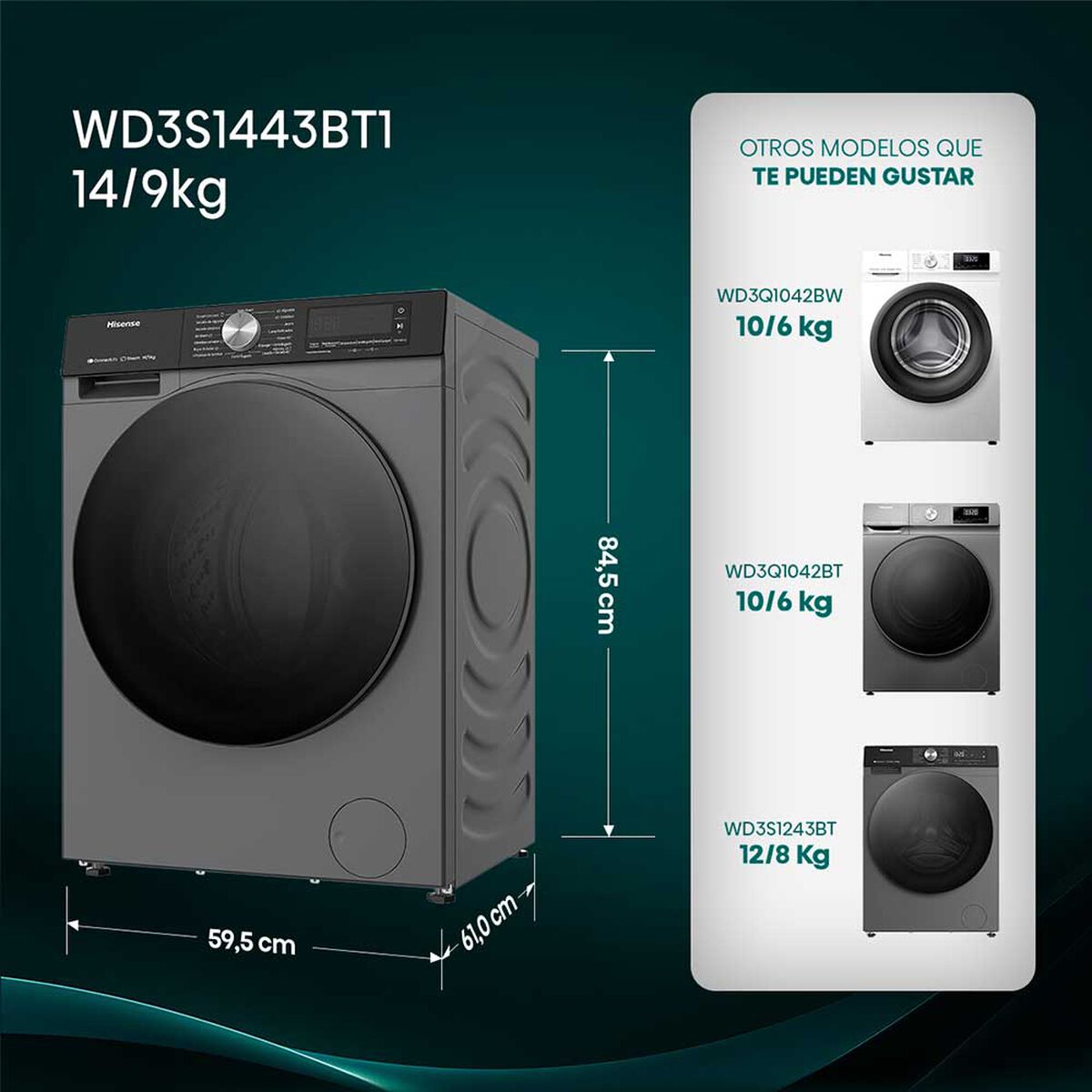 Lavadora Secadora Hisense WD3S1443BT1 14/9 kg.