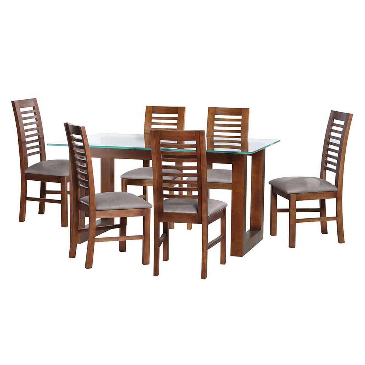 Juego de Comedor Latam Home Pamplona Oviedo 6 Sillas Velvet Palo Rosa