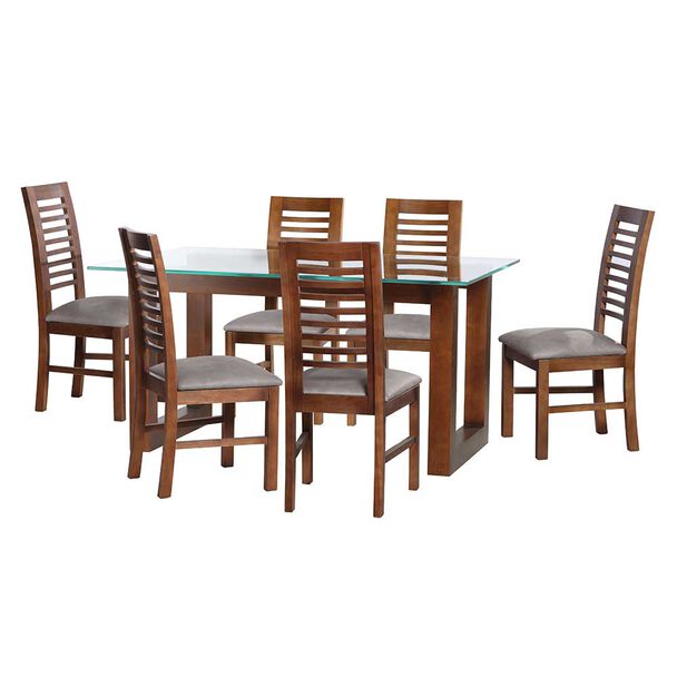 Juego de Comedor Latam Home Pamplona Oviedo 6 Sillas Velvet Palo Rosa