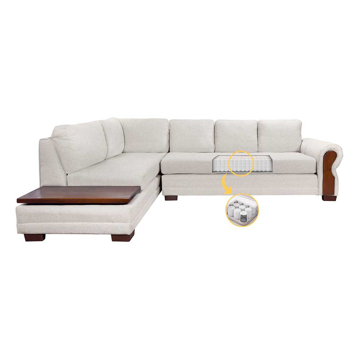 Sofá Seccional Living Factory Michigan 6 Cuerpos Beige