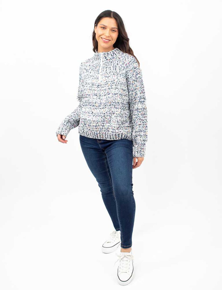 Sweater Con Cierre En Cuello Mujer Icono