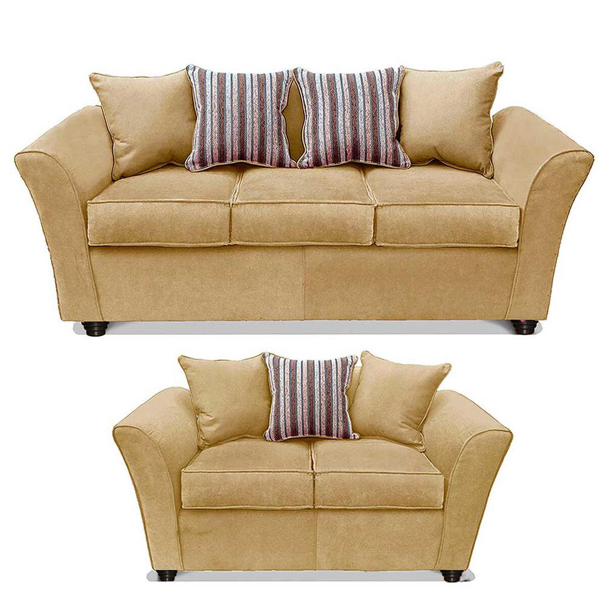 Juego de Living Elegant Detail Minesota Sofá 3 Cuerpos + Sofá 2 cuerpos + Sillón 1 Cuerpo Beige