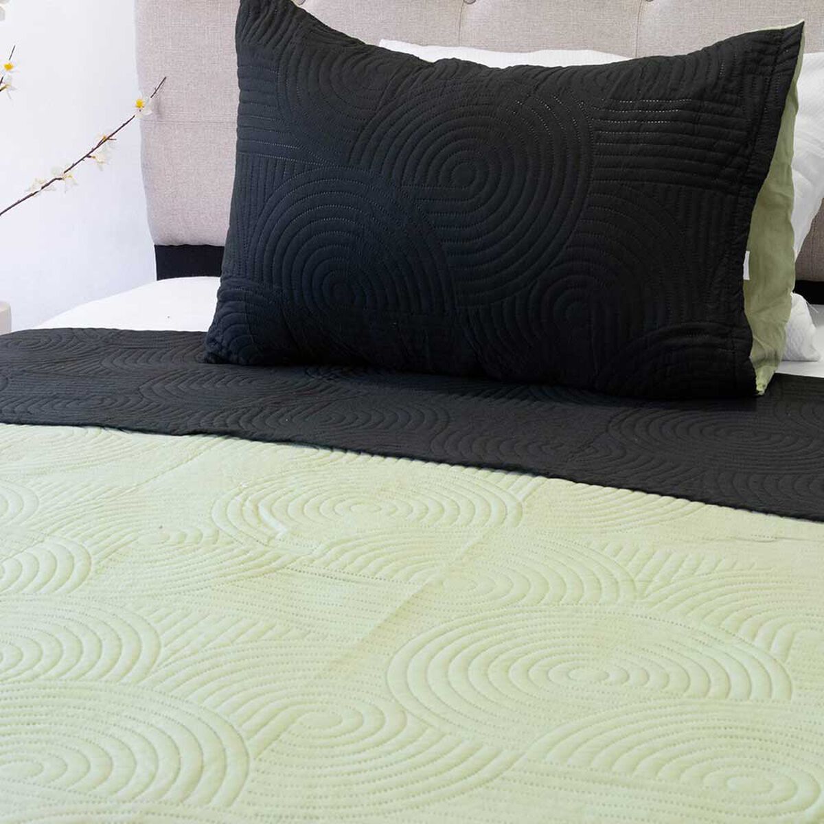 Quilt Doral 1,5 Plazas Negro Verde Origins