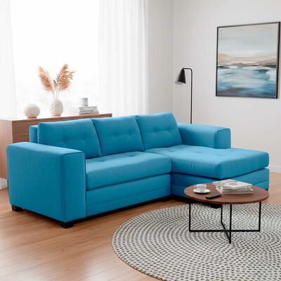Sof&aacute; Seccional Derecho Living Factory Roma 3 Cuerpos Azul Piedra