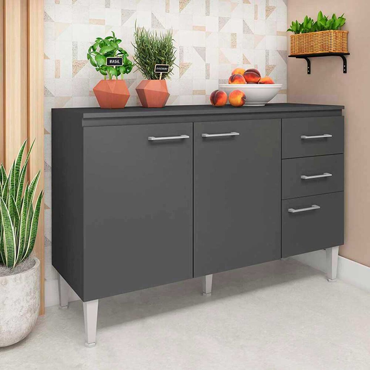Mueble de Cocina Base Vekkahome Opie Gris