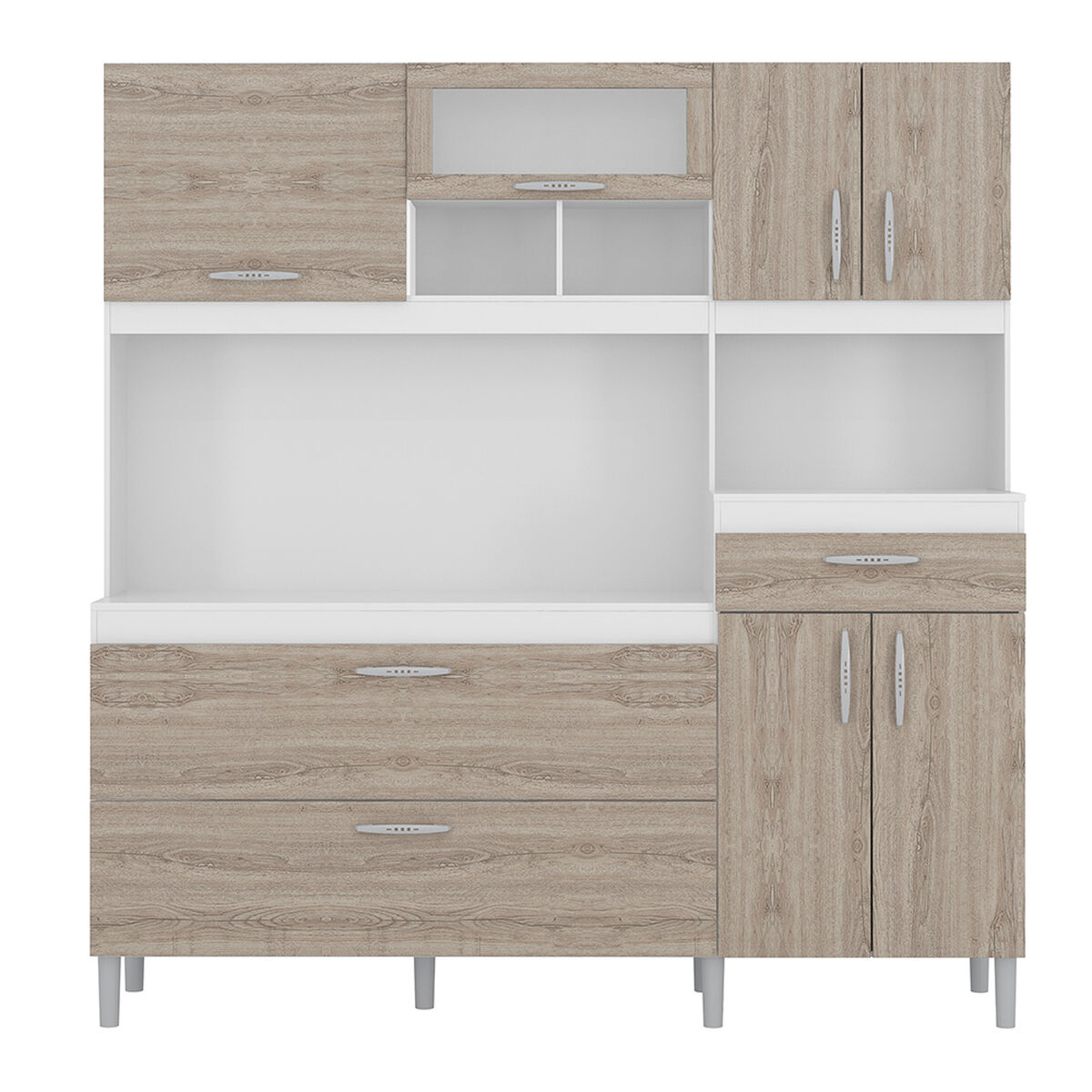 Mueble de Cocina Vekkahome Bisel 8 Puertas 1 Cajón Café Blanco