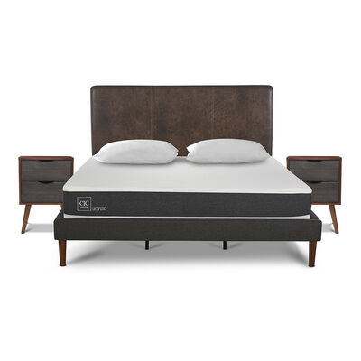 CIC Cama Europea CIC King New Ortopedic + Respaldo Baker + 2 Veladores + Almohadas