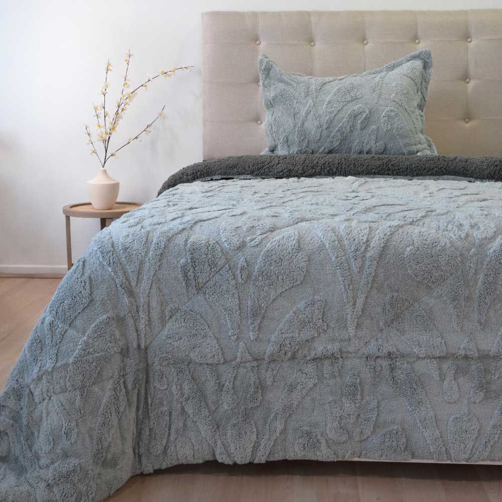 Cubrecama Doral 1,5 Plazas Jacquard Liso Gris