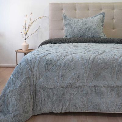 CUBRECAMA DORAL 1,5 PLAZAS JACQUARD LISO GRIS