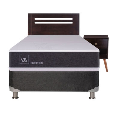 Imagen 1 del producto Box Spring CIC 1 Plaza New Ortopedic + Respaldo + Velador New Munich