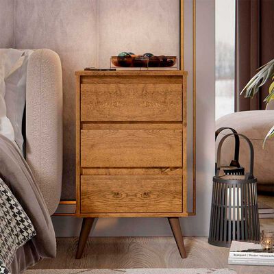 Velador Onessta Wood 3 Cajones Freijo