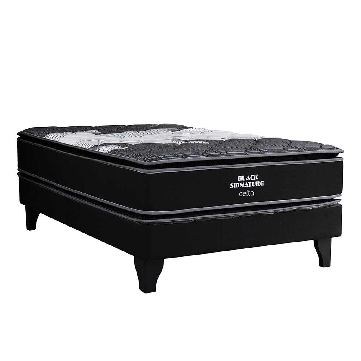 Cama Europea Celta 1,5 Plazas Pocket Black Signature