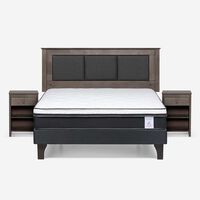 Combo Cama Europea Rosen 2 Plazas New Style 6 BN + Respaldo y Veladores Rachel