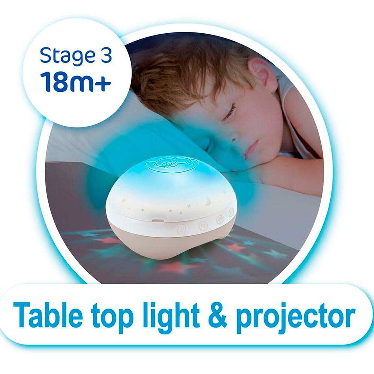 Movil Bebe Proyector Musical 3 en 1 Azul Infantino