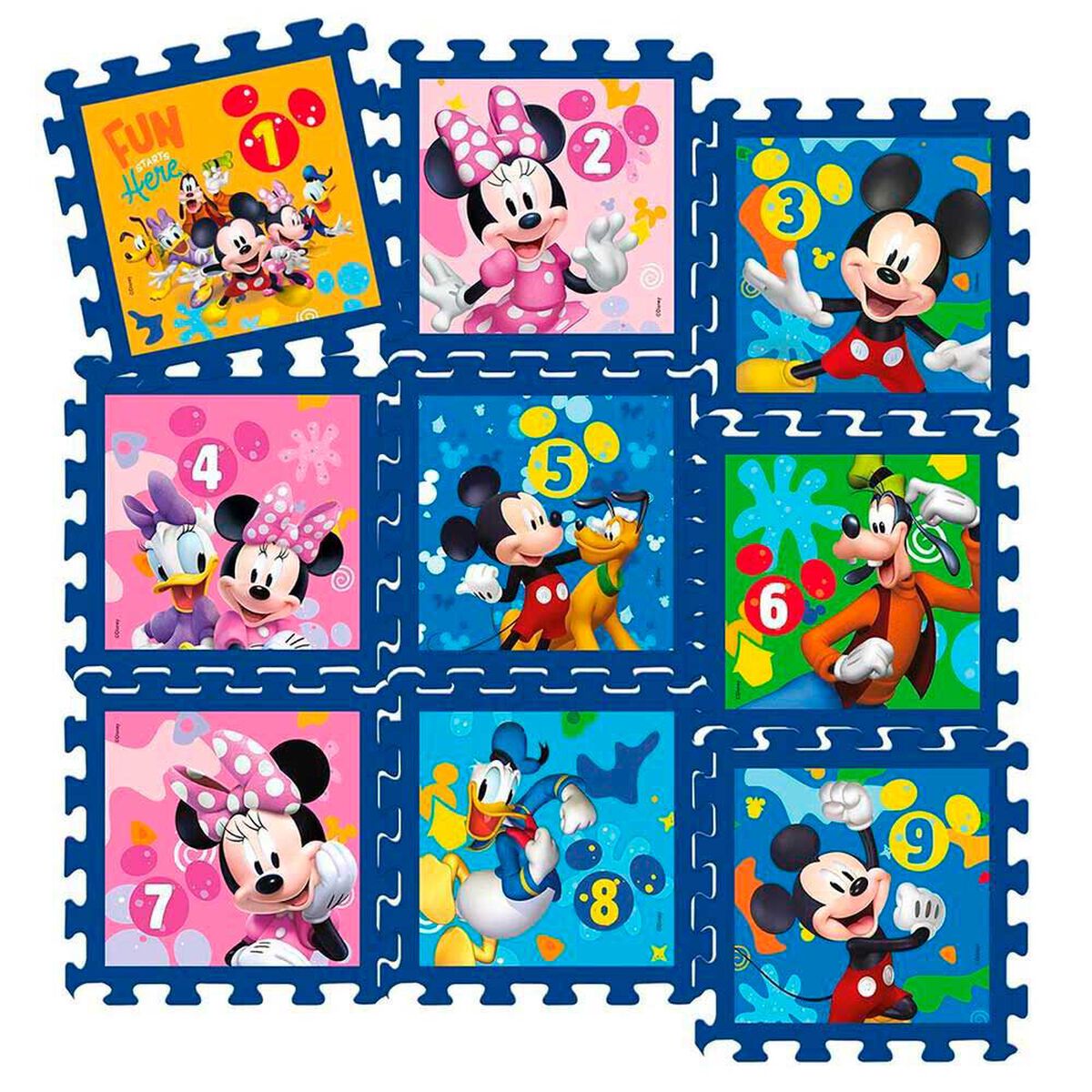 Piso Goma Eva Con N&uacute;meros 9 Piezas 30x30 Disney