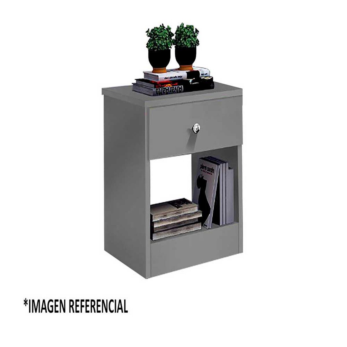 Combo Celta Cama Europea 1,5 Plaza Cádiz 190 x 105 cm + Respaldo + Velador Casanova 1,5 Plazas Gris