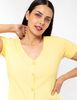 Polera Lisa Manga Corta Cuello V Botones Mujer Zibel