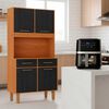 Combo Mueble de Cocina Casanova Borja 4 Puertas 2 Cajones Negro Caf&eacute; + Freidora de Aire Kioto Nagano 5,5 lts.