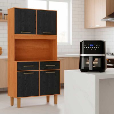 Imagen 1 del producto Combo Mueble de Cocina Casanova Borja 4 Puertas 2 Cajones Negro Café + Freidora de Aire Kioto Nagano 5,5 lts.