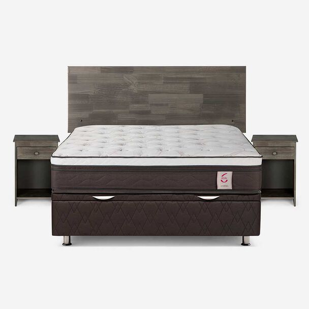 Boxet Rosen 2 Plazas New Style 6 + Respaldo + 2 Veladores Tabor Grafito