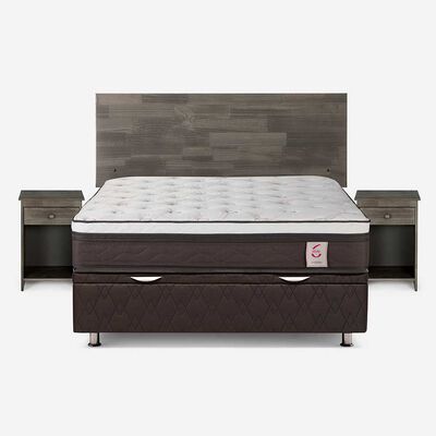 Imagen 1 del producto Boxet Rosen 2 Plazas New Style 6 + Respaldo + 2 Veladores Tabor Grafito