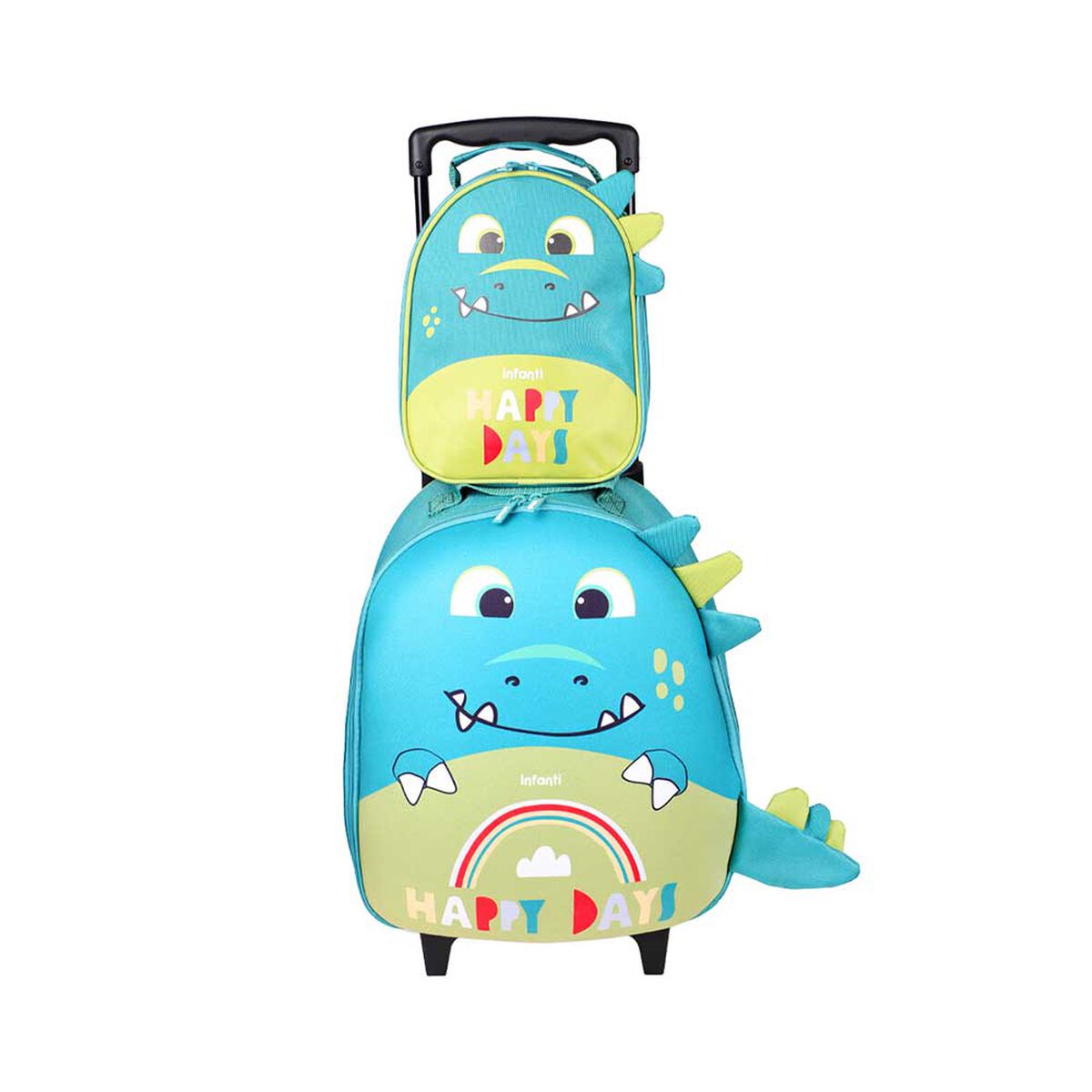 Mochila con Ruedas Dinosaurio Verde Infanti