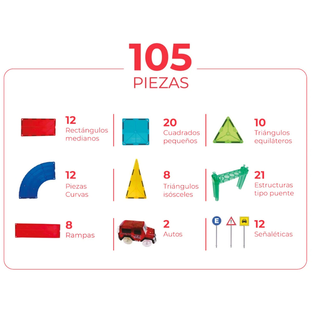 Pista de Carreras 105 Piezas Magnéticas Imanix