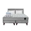 Cama Europea Latam Home Base Dividida 2 Plazas Cannon  + 2 Almohadas + Sábanas + Respaldo Tela Gris