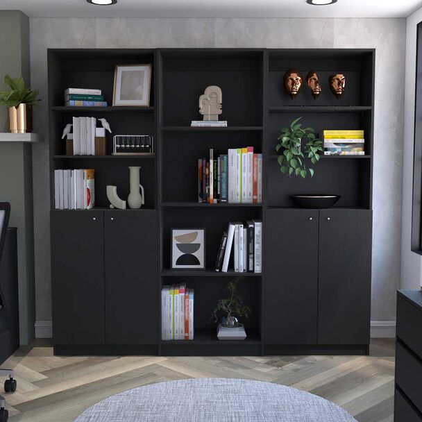 2 Estantes 2 Puertas + Estante 4 Repisas TuHome Home Wengue