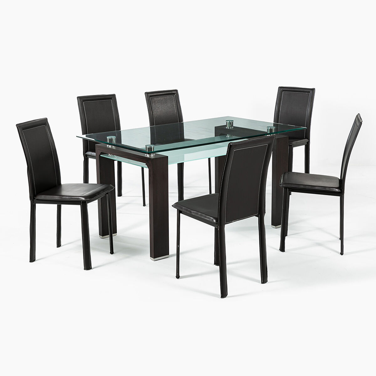 Juego de Comedor Spazzio New Prisma Nogal 6 Sillas