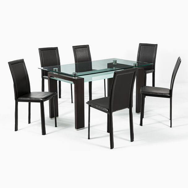 Juego de Comedor Spazzio New Prisma Nogal 6 Sillas
