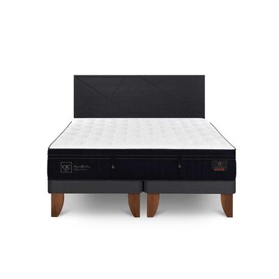 Cama Europea CIC Base Dividida 2 Plazas Súper Premium + Respaldo Villarrica Negro