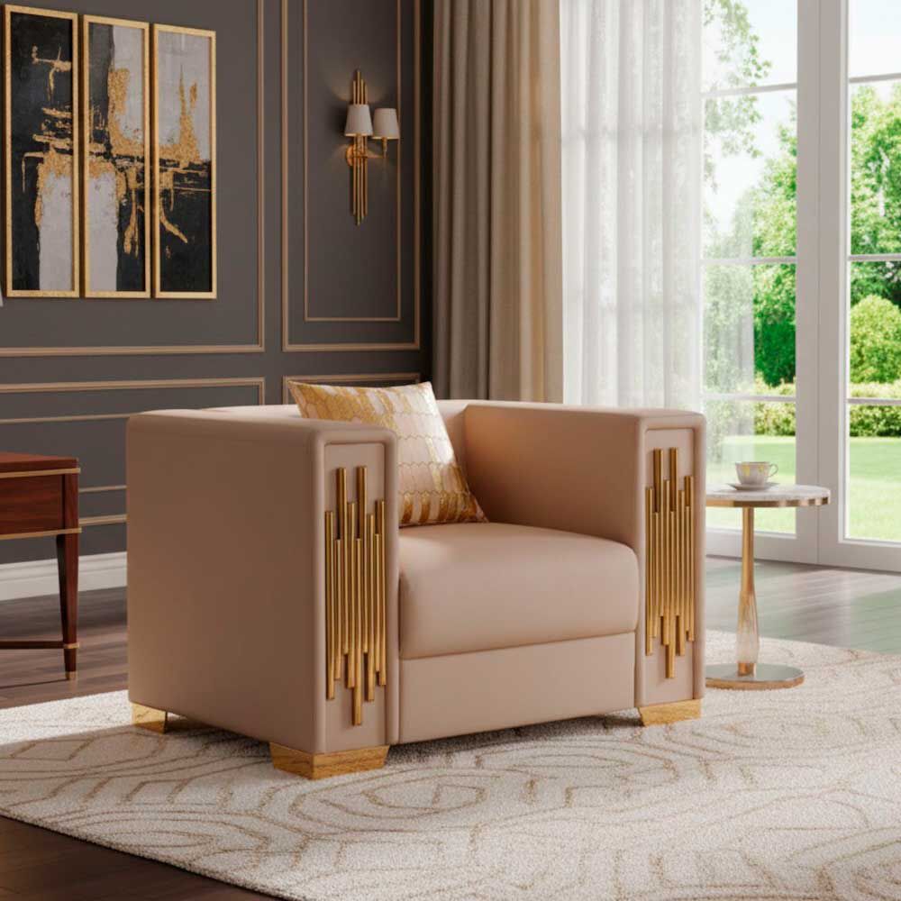 Sillón Elegante Daniels 1 Cuerpo Moderno Spencer Beige