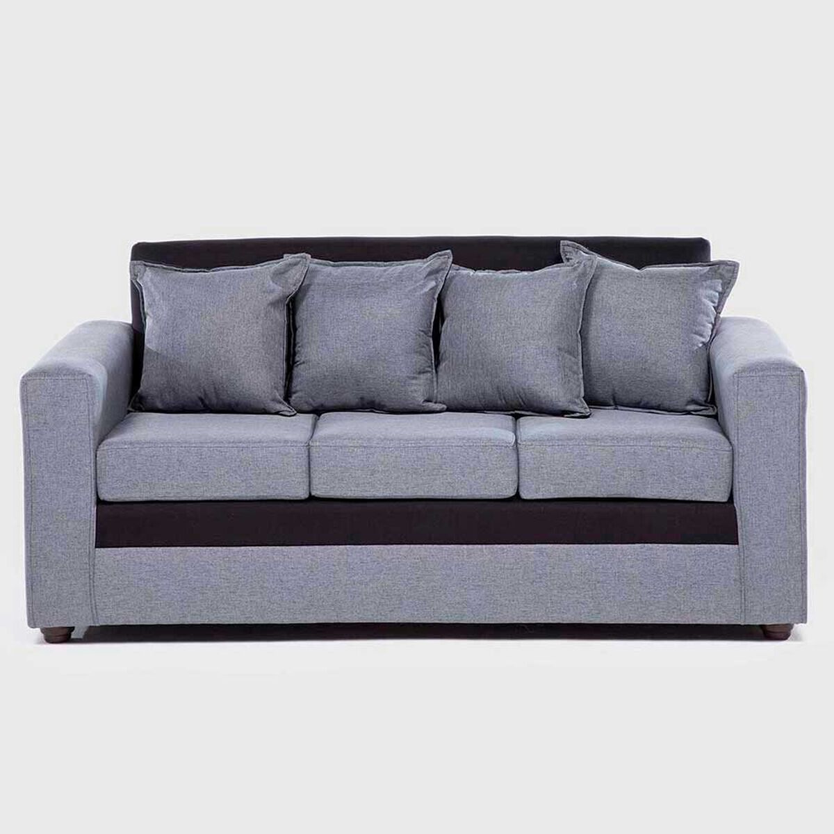 Juego de Living Paris Sof&aacute; 3 Cuerpos + Dos Pouf 1 Cuerpo Gris Negro