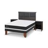 Cama Europea CIC 2 Plazas Ortopedic + Respaldo + 2 Veladores Torino