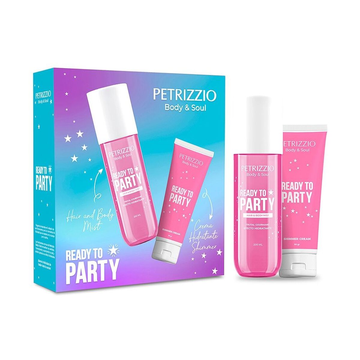 Set Body Mist Ready to Party + Crema Shimmer Petrizzio
