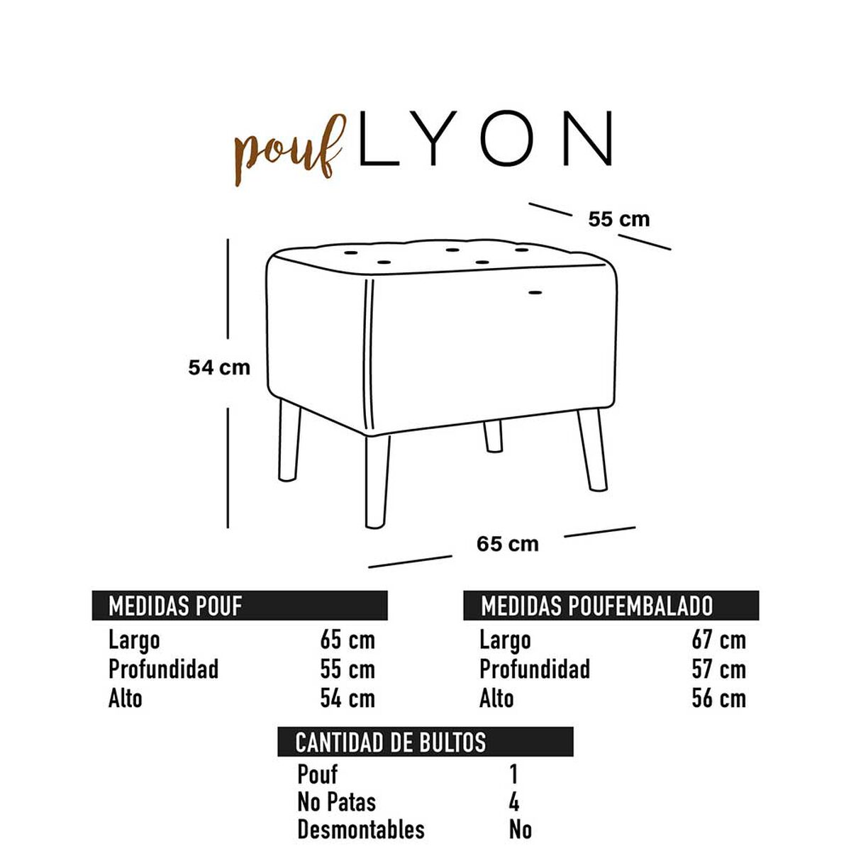 Pouf Latam Home Lyon Lino Beige