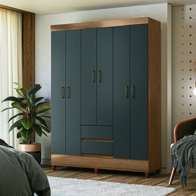 Clóset Casanova Fit 6 Puertas 2 Cajones Café y Gris