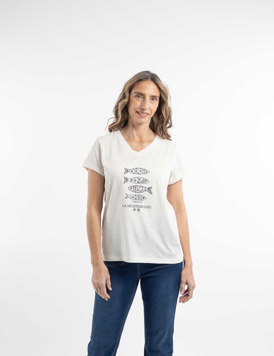 Polera Con Estampado Manga Corta Mujer Portman Club
