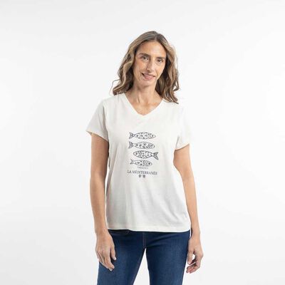PORTMAN CLUB Polera Con Estampado Manga Corta Mujer Portman Club