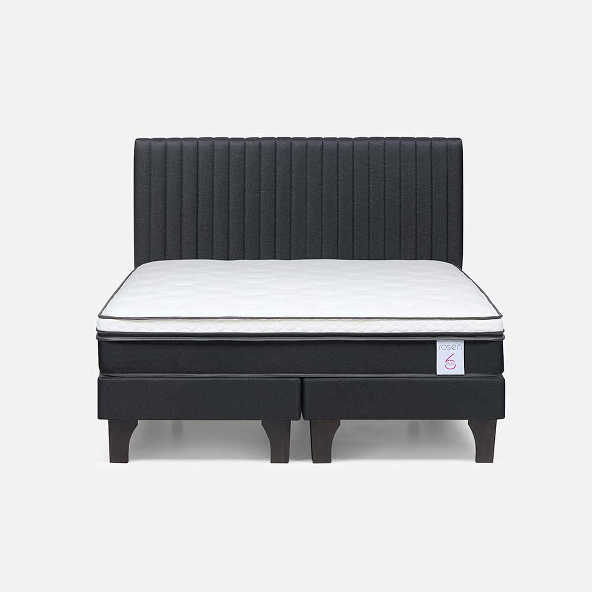Cama Europea Rosen 2 Plazas New Style 6 + Respaldo Grafito