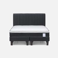 Cama Europea Rosen 2 Plazas New Style 6 + Respaldo Grafito