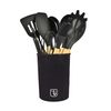 Batería de Cocina Simplit Antiadherente Acero Inoxidable 7 Piezas Dorado + Set 12 Utensilios Negro
