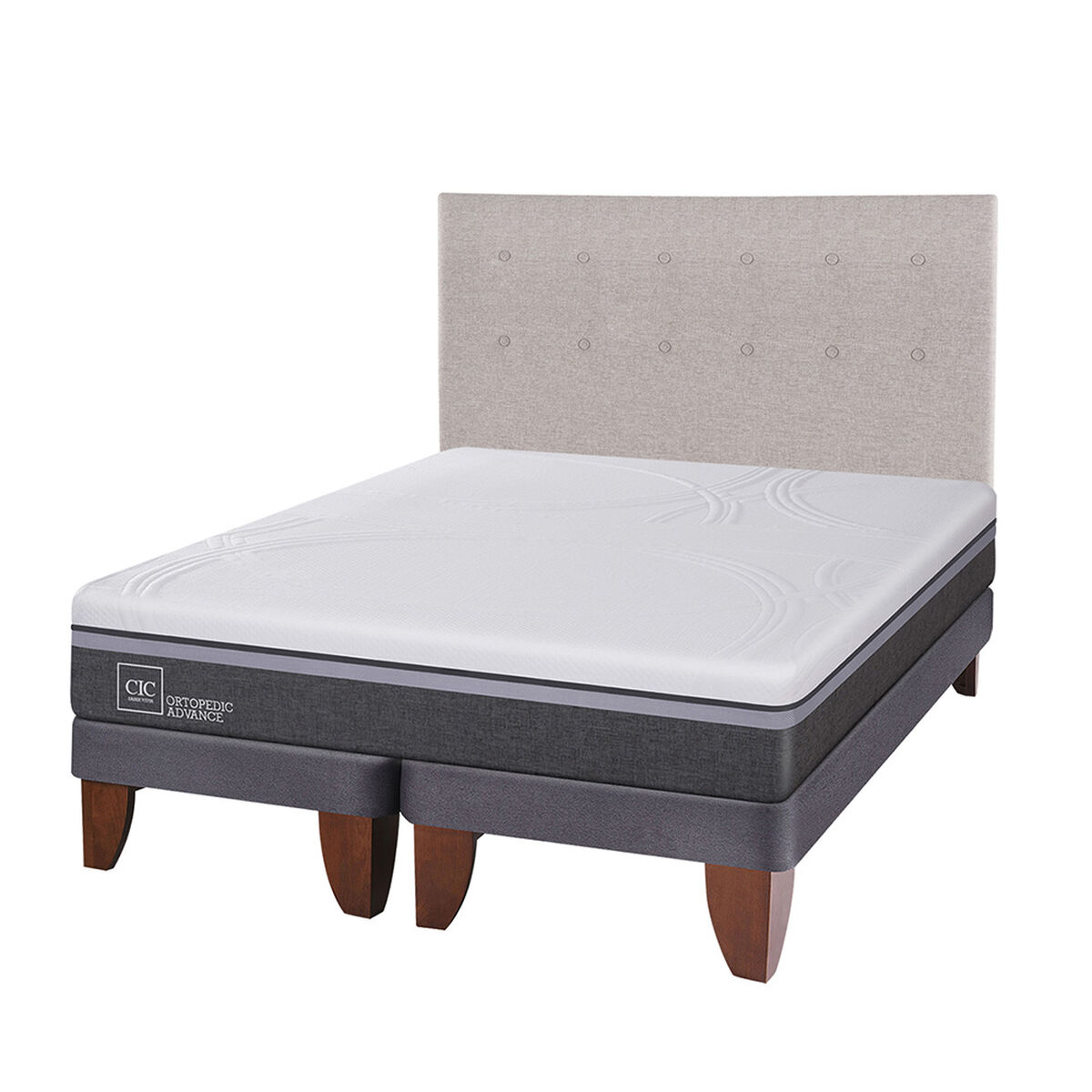 Cama Europea CIC Base Dividida 2 Plazas Ortopedic Advance + Respaldo Tigris